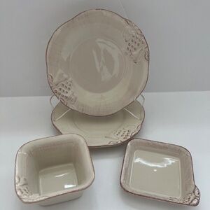 M4 Vtg Casa Stone Madeira Harvest Casafina Hand Painted Vanilla LOT (4) …